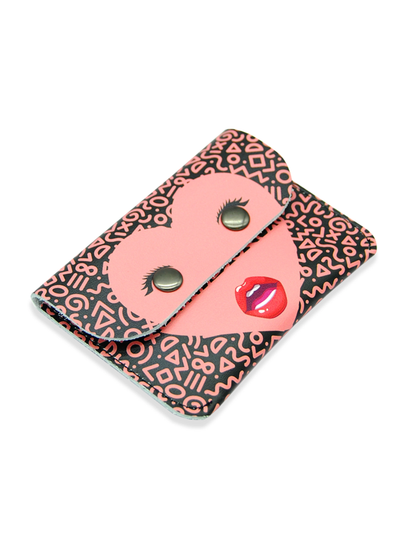 Leather Coin Purse: Heart Motif