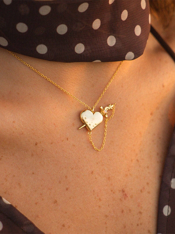 Til Death Sword in Heart Necklace