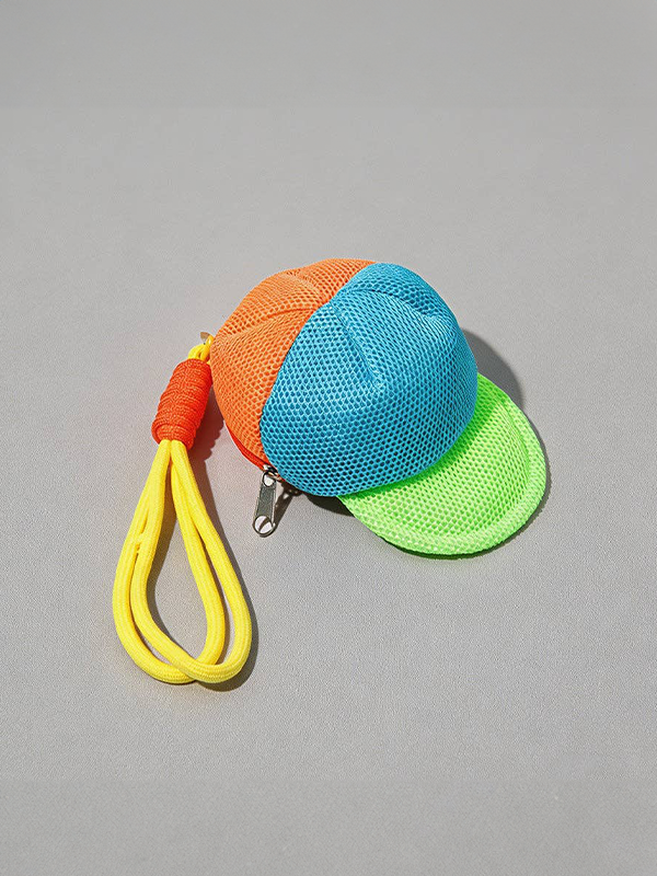 Mesh Baseball Cap Shaped Pouch: Sky and Orange