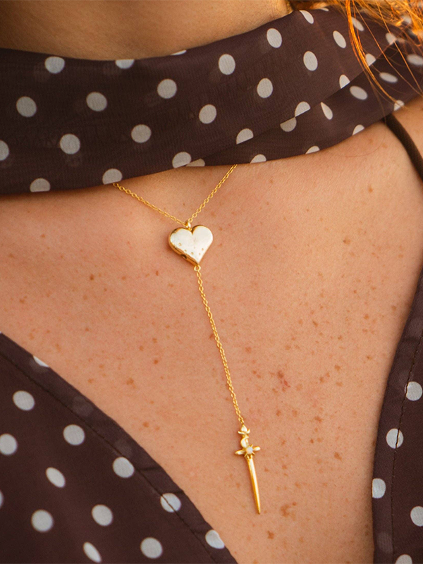 Til Death Sword in Heart Necklace