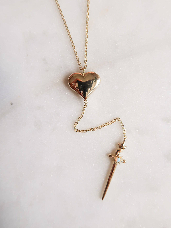 Til Death Sword in Heart Necklace