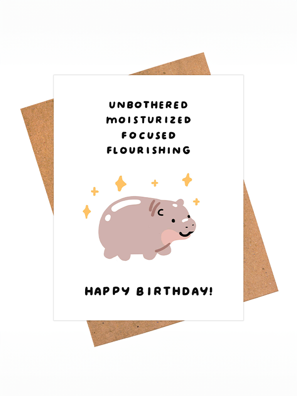 Moo Deng Hippo Birthday Card