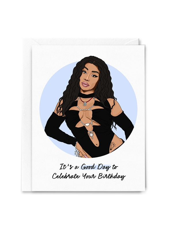 A playful and stylish "Good Day" birthday card inspired by SZA. Perfect for fans, this card adds a fun and trendy touch to any birthday celebration.