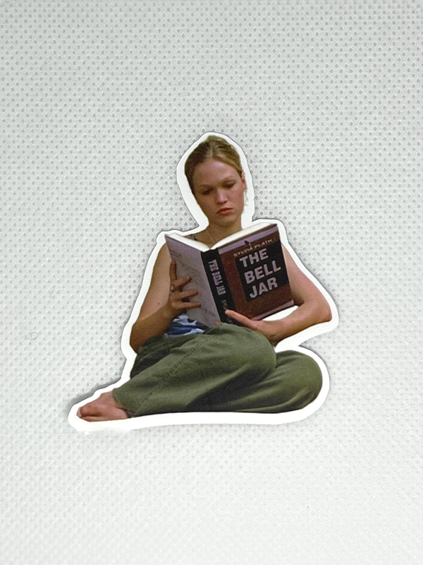 Kat Stratford Reading The Bell Jar Sticker