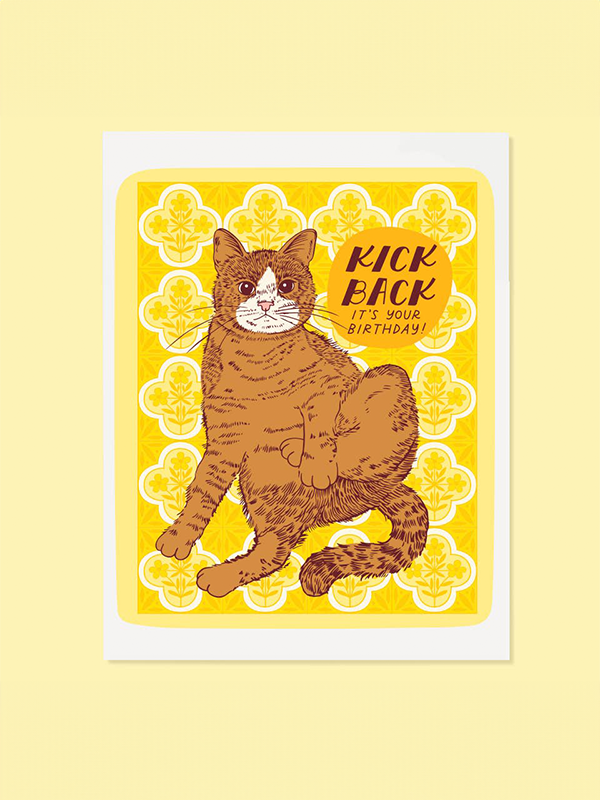 Kick Back Cat Birthday Card