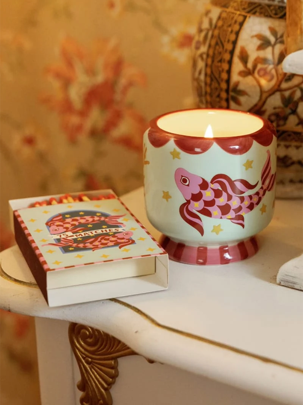 A Dopo Hand Painted Candle: Ocean Tide (Koi)