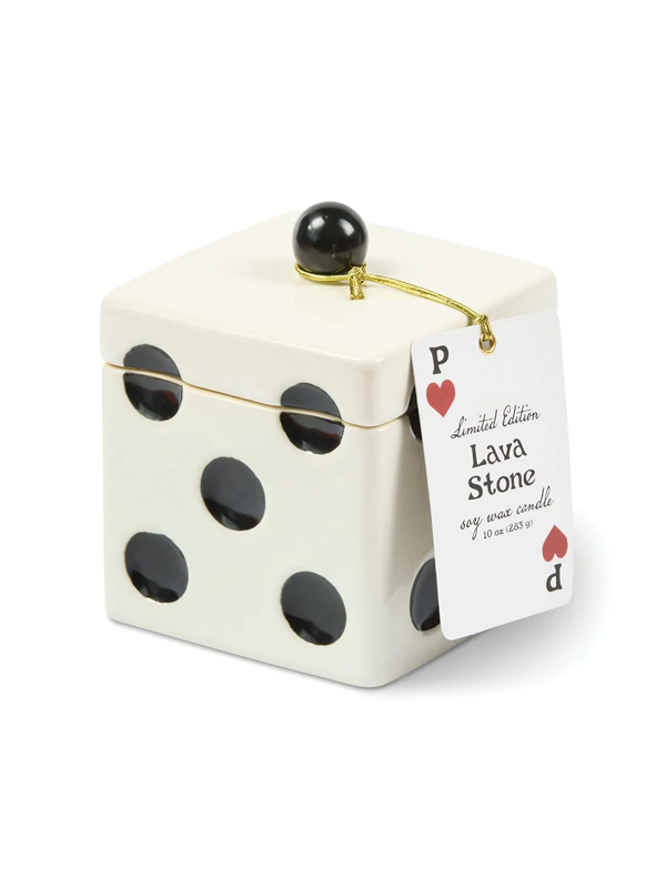 Lucky Dice Ceramic Candle: Lava Stone 10 oz