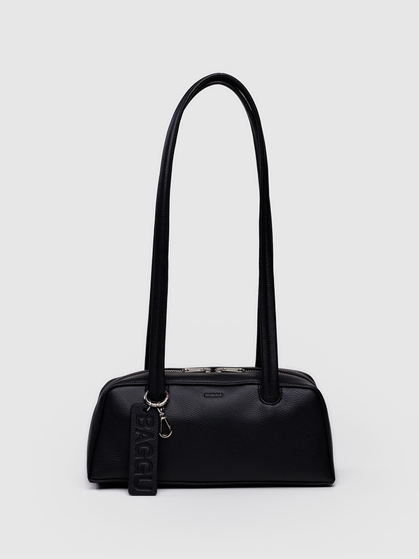 Small Recycled Leather Bowler Bag: Black