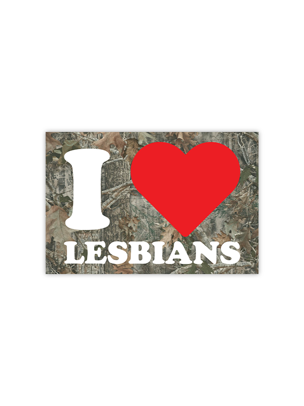 I <3 Lesbians Camo Sticker