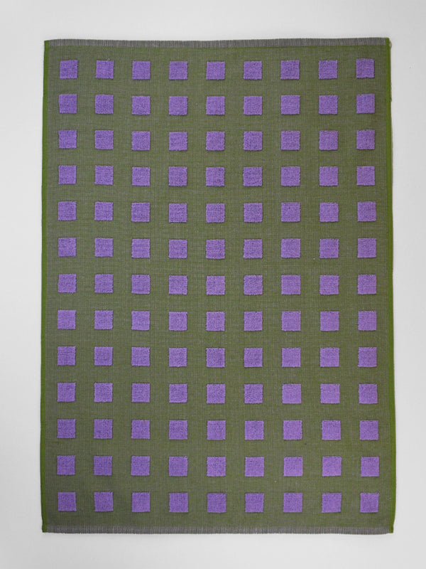 Squares Tea Towel: Olive/Lilac