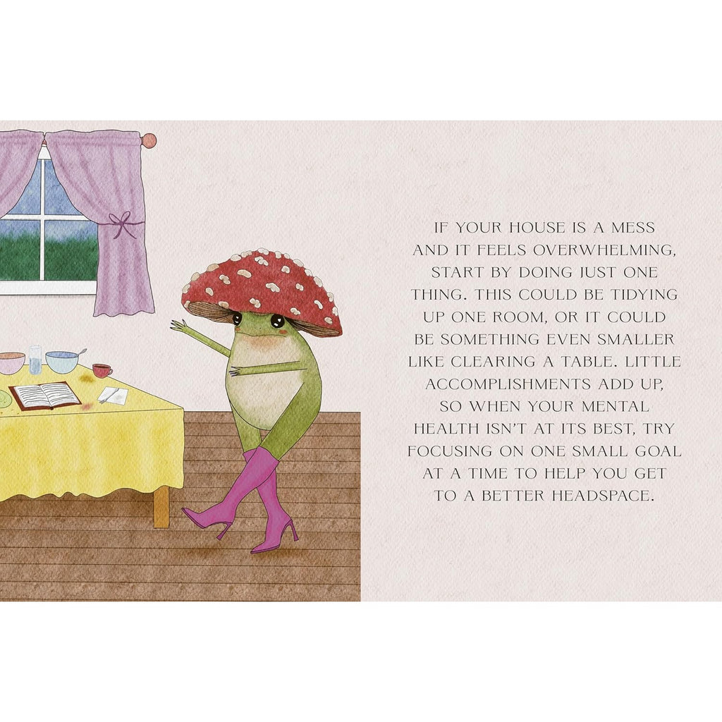 The Little Frog's Guide to Self-Care book featuring adorable illustrations and gentle, humorous advice on self-care, perfect for promoting relaxation and well-being.