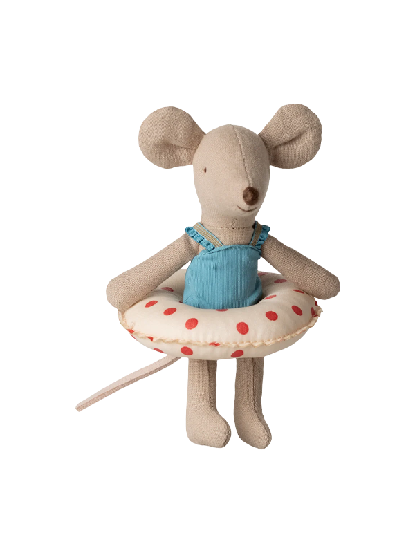 Beach Mouse with Float: Little Sister (Red Dots)