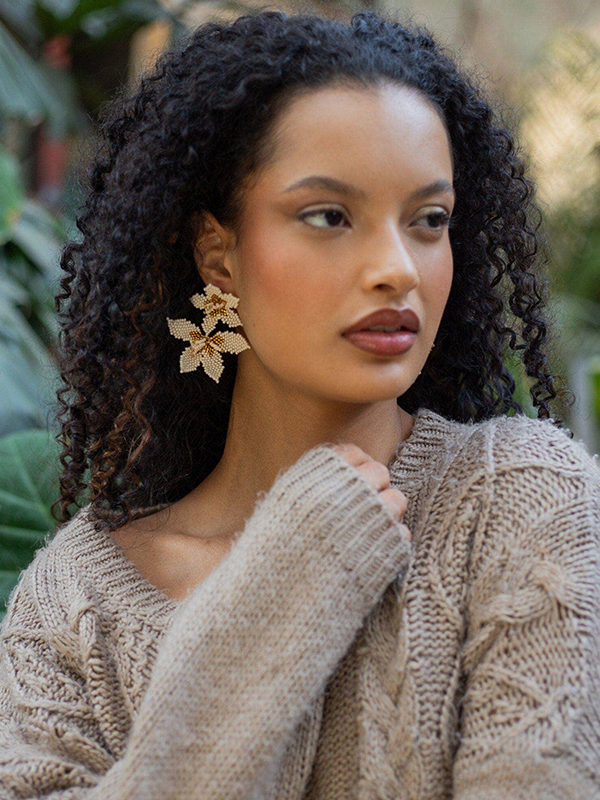 Beaded Floral Earrings: Morning Glory