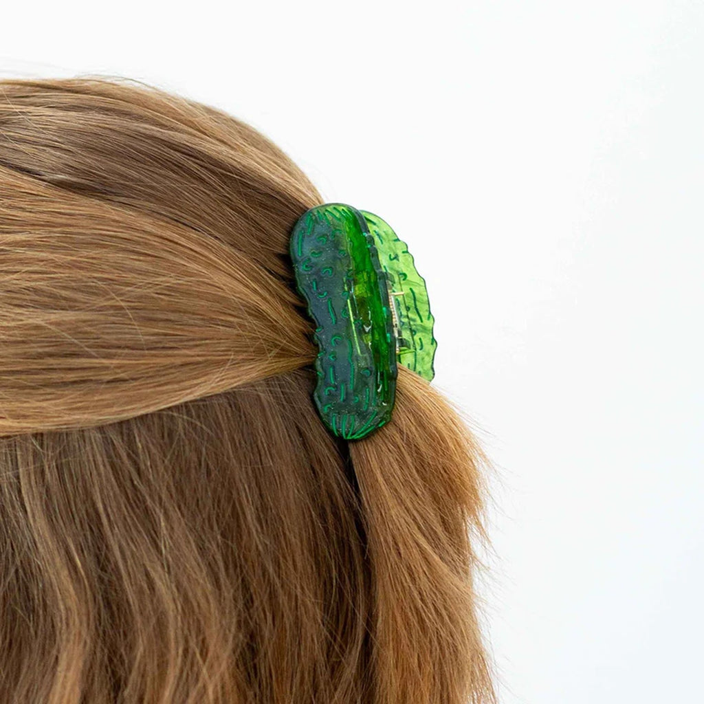 Pickle claw clip featuring a fun, playful pickle design, perfect for adding a quirky touch to your hair accessories while keeping your hair in place.