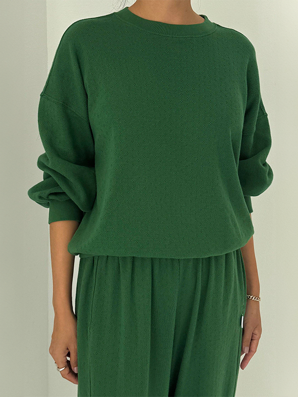 Pointelle Core Sweatshirt: Moss Green