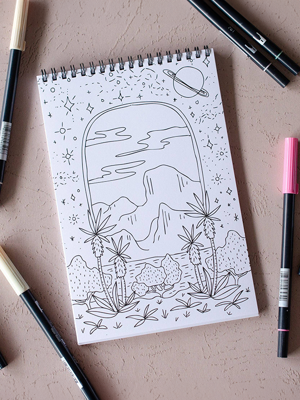 Desert Landscapes Coloring Book