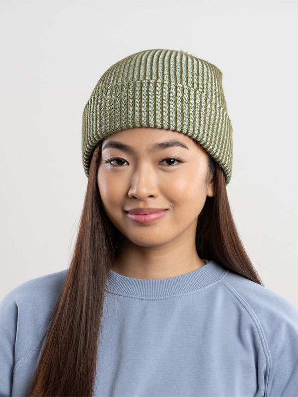 Simple Rib Knit Beanie: Moss Jade