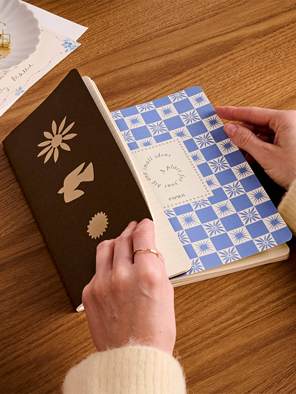 Lined Notebook Set: Checkerboard & Foil