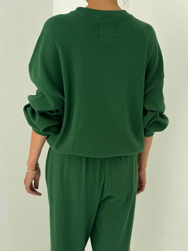 Pointelle Core Sweatshirt: Moss Green