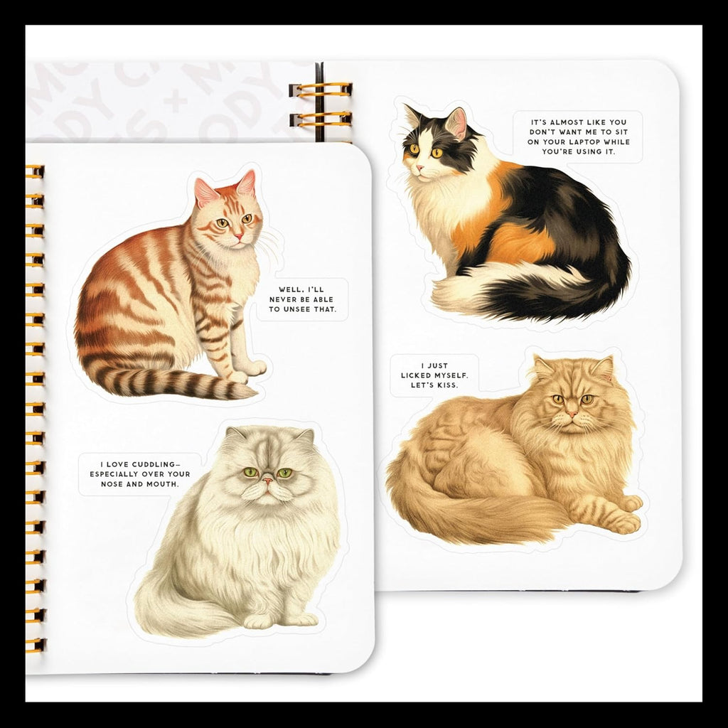 Moody Cats Sticker Book featuring a collection of cute and expressive cat illustrations, perfect for adding a playful touch to any surface.