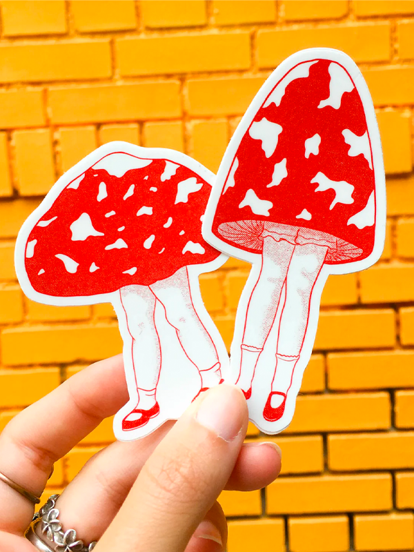 Mushroom Daughter sticker featuring an adorable mushroom character with a whimsical, nature-inspired design, perfect for decorating laptops, notebooks, or water bottles.