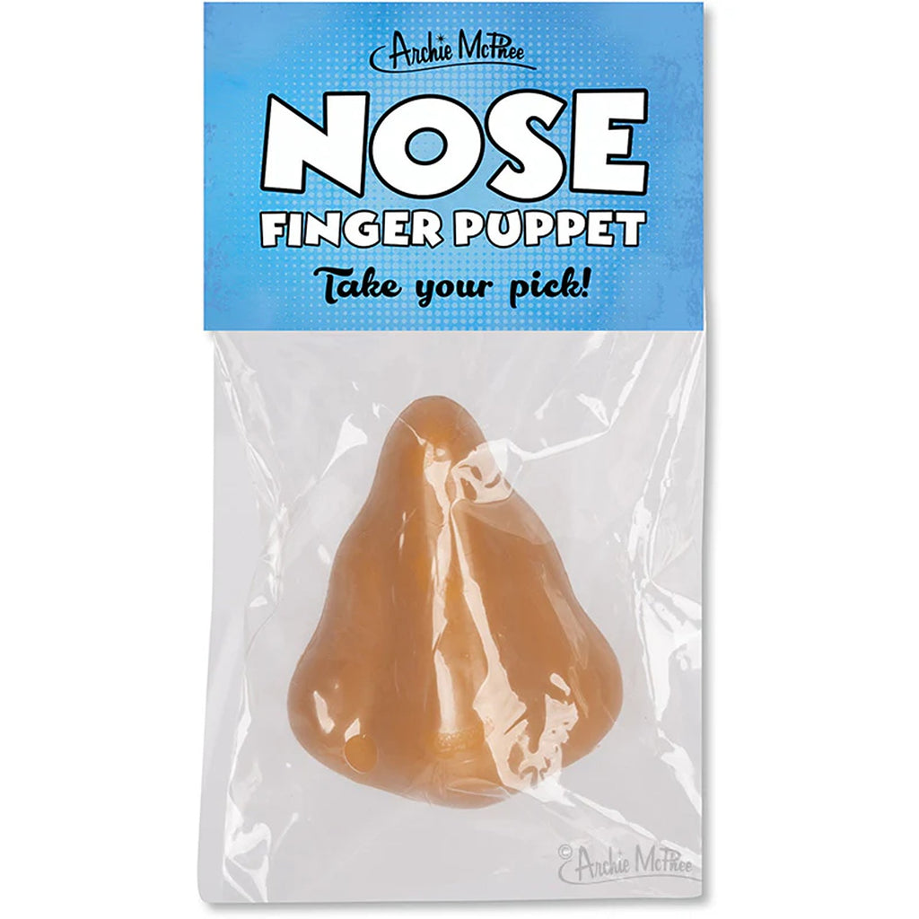 A playful finger puppet designed to look like a nose. The puppet is made of soft, flexible material and fits comfortably on your finger, offering a fun and whimsical way to engage in creative play or storytelling.