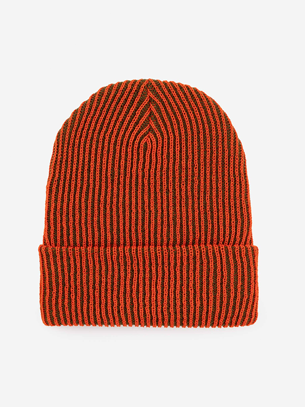 Simple Rib Knit Beanie: Moss Poppy