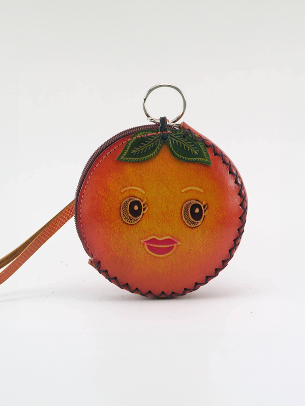 Leather Coin Purse: Orange