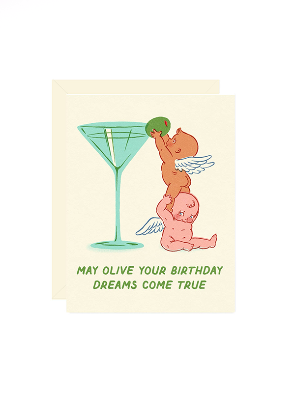 Martini Olive Dream Birthday Card