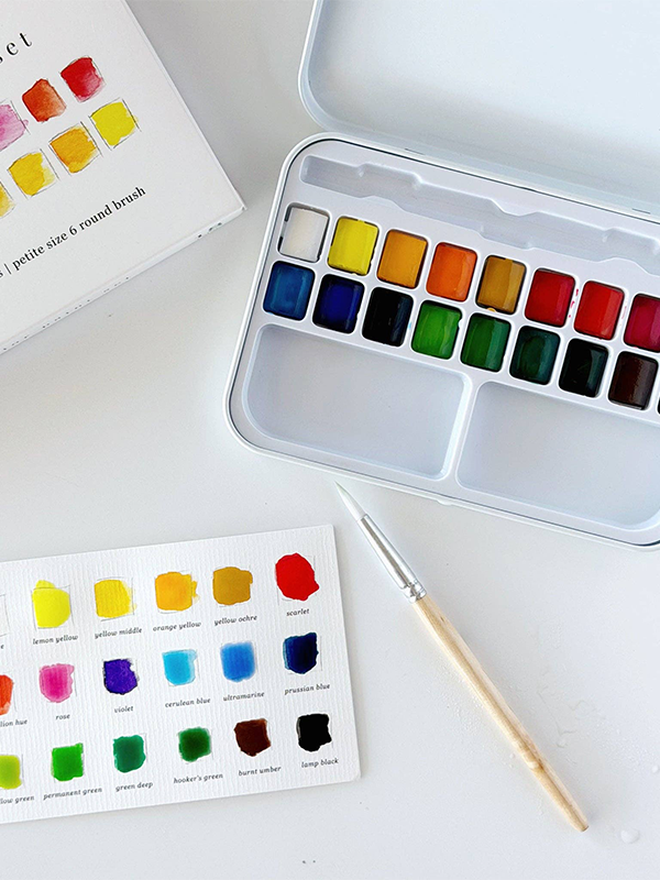 Watercolor Paint Set: 18 Colors with Brush