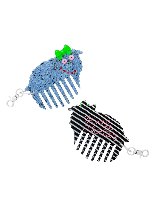 Poodle Comb Bag Charm: Blue