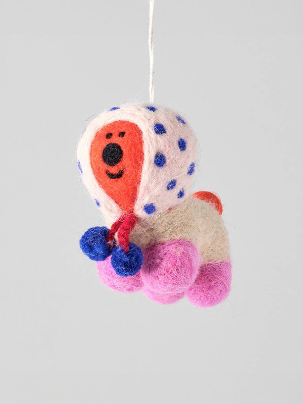 Hanging Felt Ornament: Pom Pom Pup
