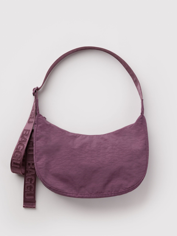 Medium Nylon Crescent Bag: Wild Plum