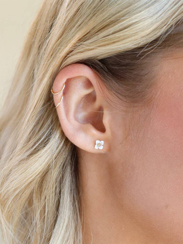 Mother of Pearl Flower Studs: 14k Gold Fill