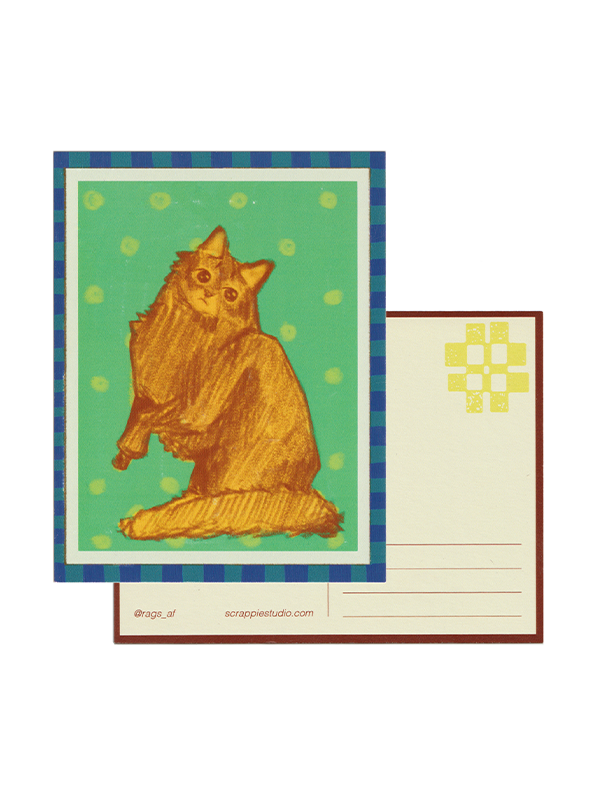 Green Cat Postcard