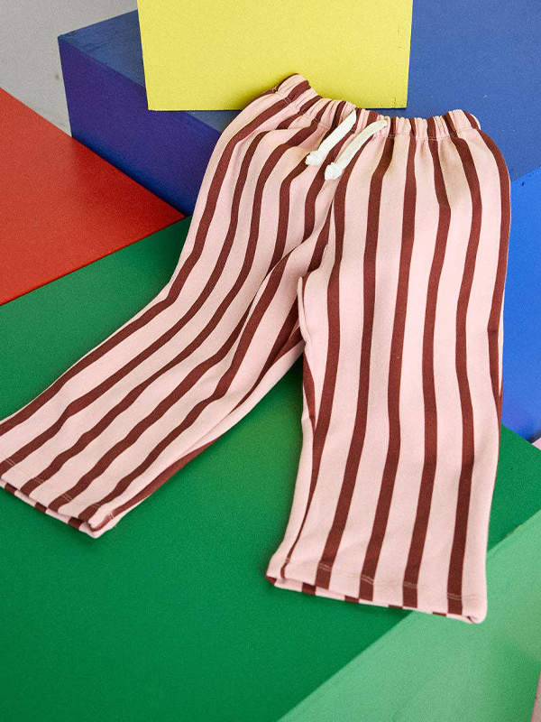 Striped French Terry Pant: Pink & Burgundy