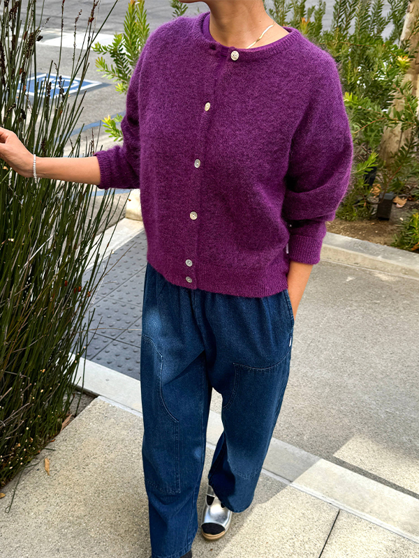 Ayla Mohair Cardigan: Purple