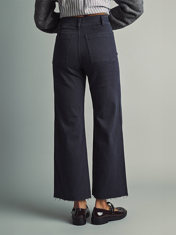 Straight Wide Leg Pants: Faded Navy