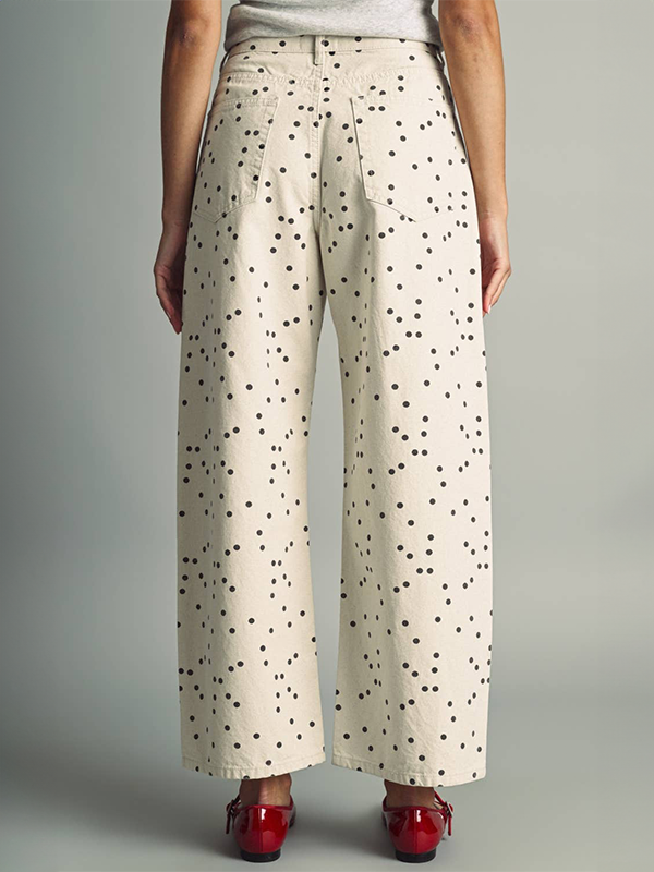 Polka Dot Barrel Pants: Ecru/Black