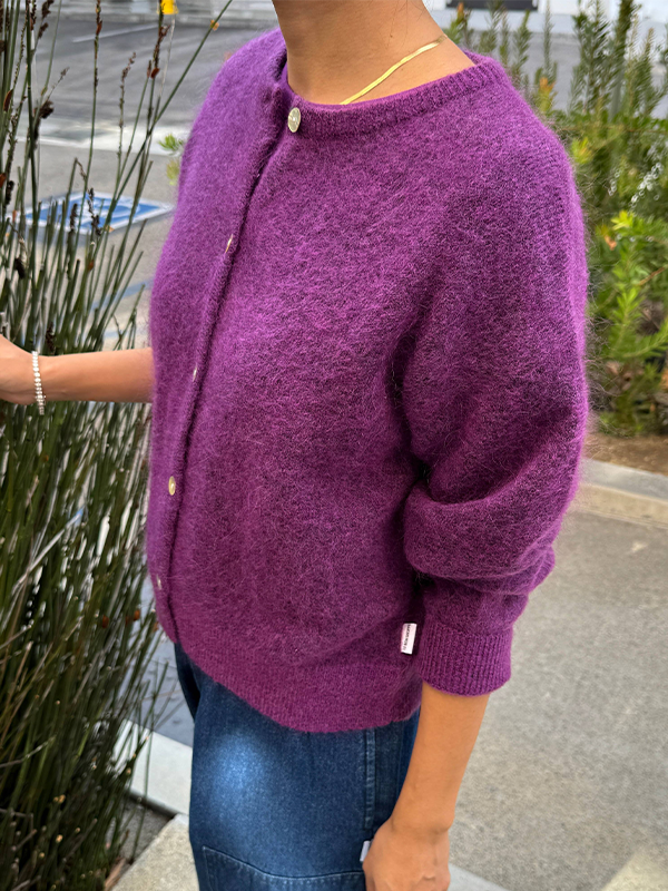 Ayla Mohair Cardigan: Purple