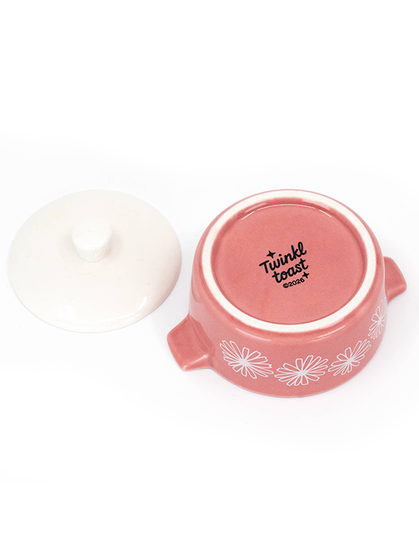Mini Pyrex-Inspired Casserole Trinket Box: Pink Daisy