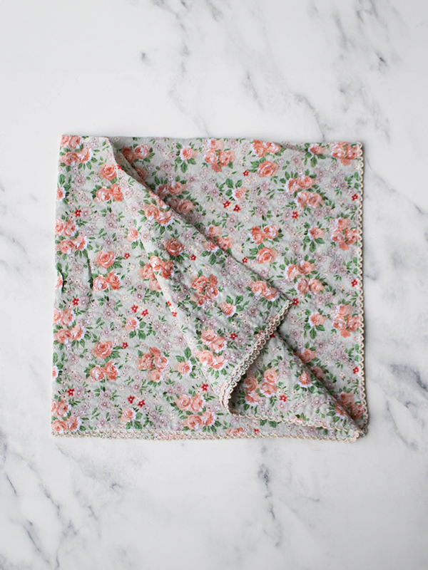 Rose Garden Scarf: Sage/Coral