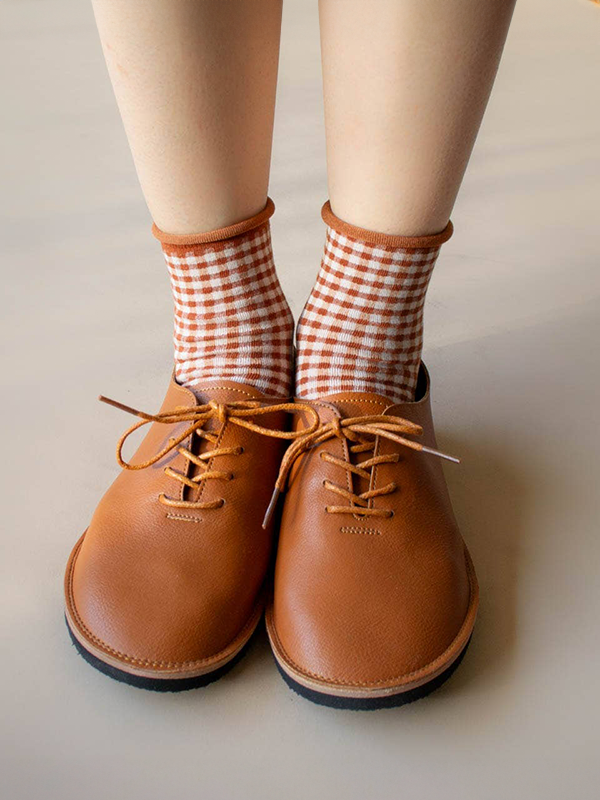 Picnic Mid Crew Socks: Rust