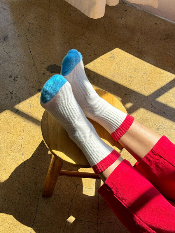 Color Block Girlfriend Socks: Blue Red