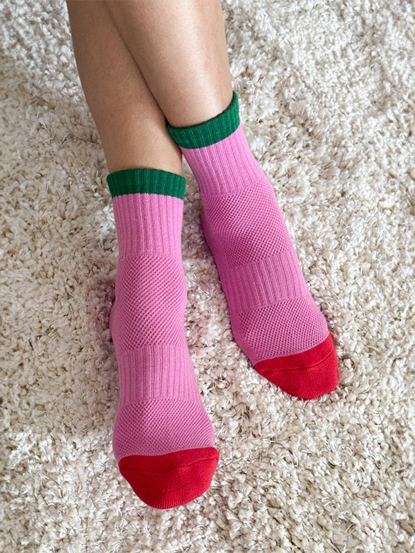 Color Block Girlfriend Socks: Rose Green