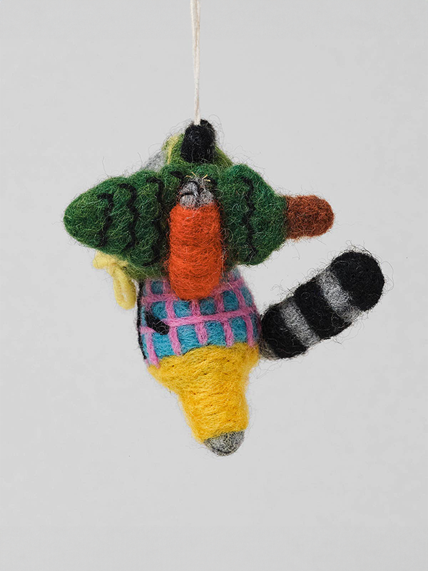 Hanging Felt Ornament: Raccoon