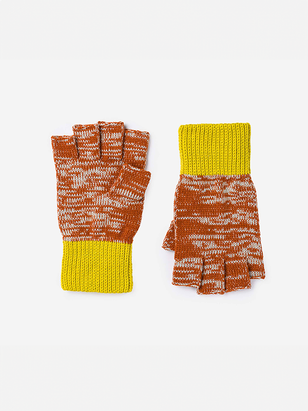 Colorblock Fingerless Gloves: Jade Rust