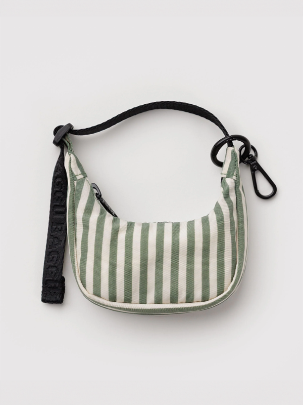 Crescent Bag Charm: Sage Stripe