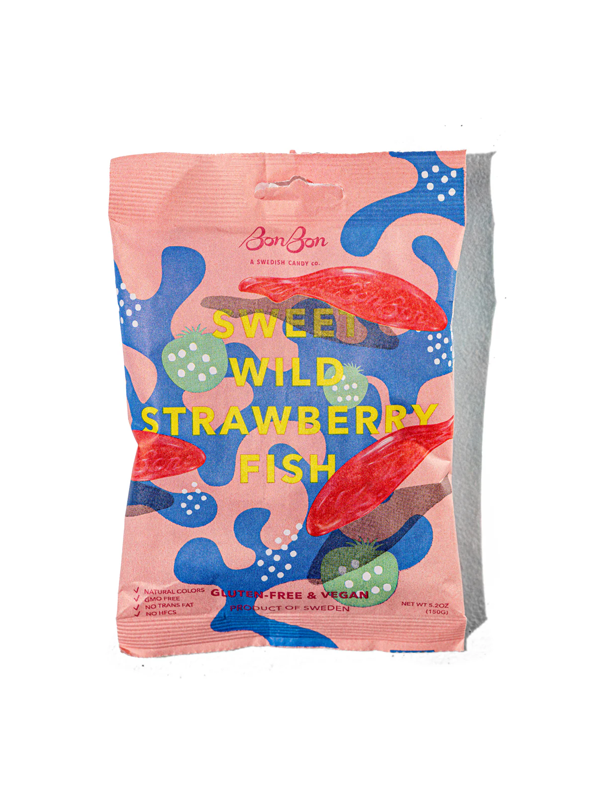 Sweet Wild Strawberry Fish Swedish Candy
