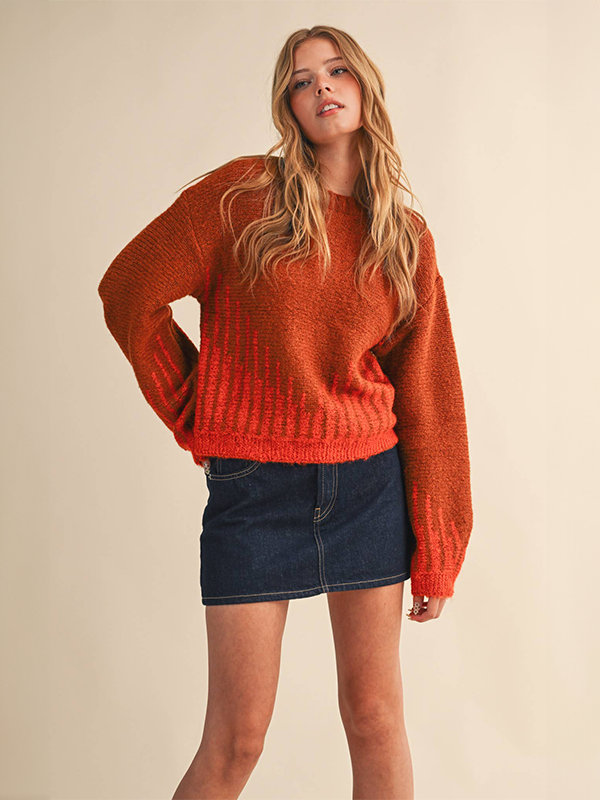 Long Balloon Sleeve Sweater: Rust Orange